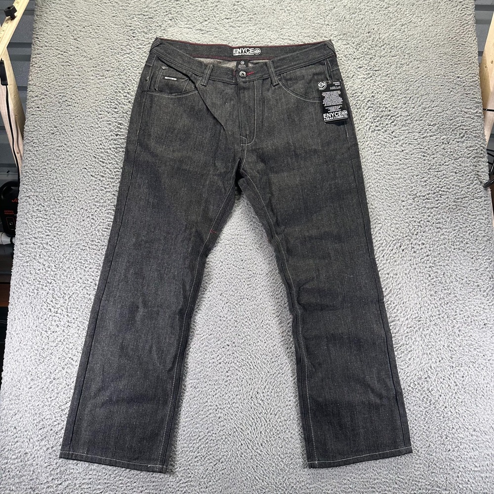 Vintage Enyce Jeans Men's 38x30 Gray Cotton Denim Straight Travel Workwear Baggy